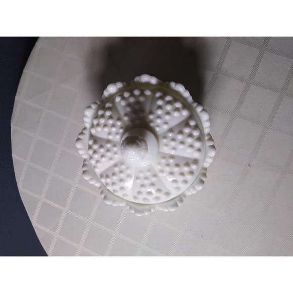 Fenton hobnail milk glass candy jar with lid - Picture 3 of 6